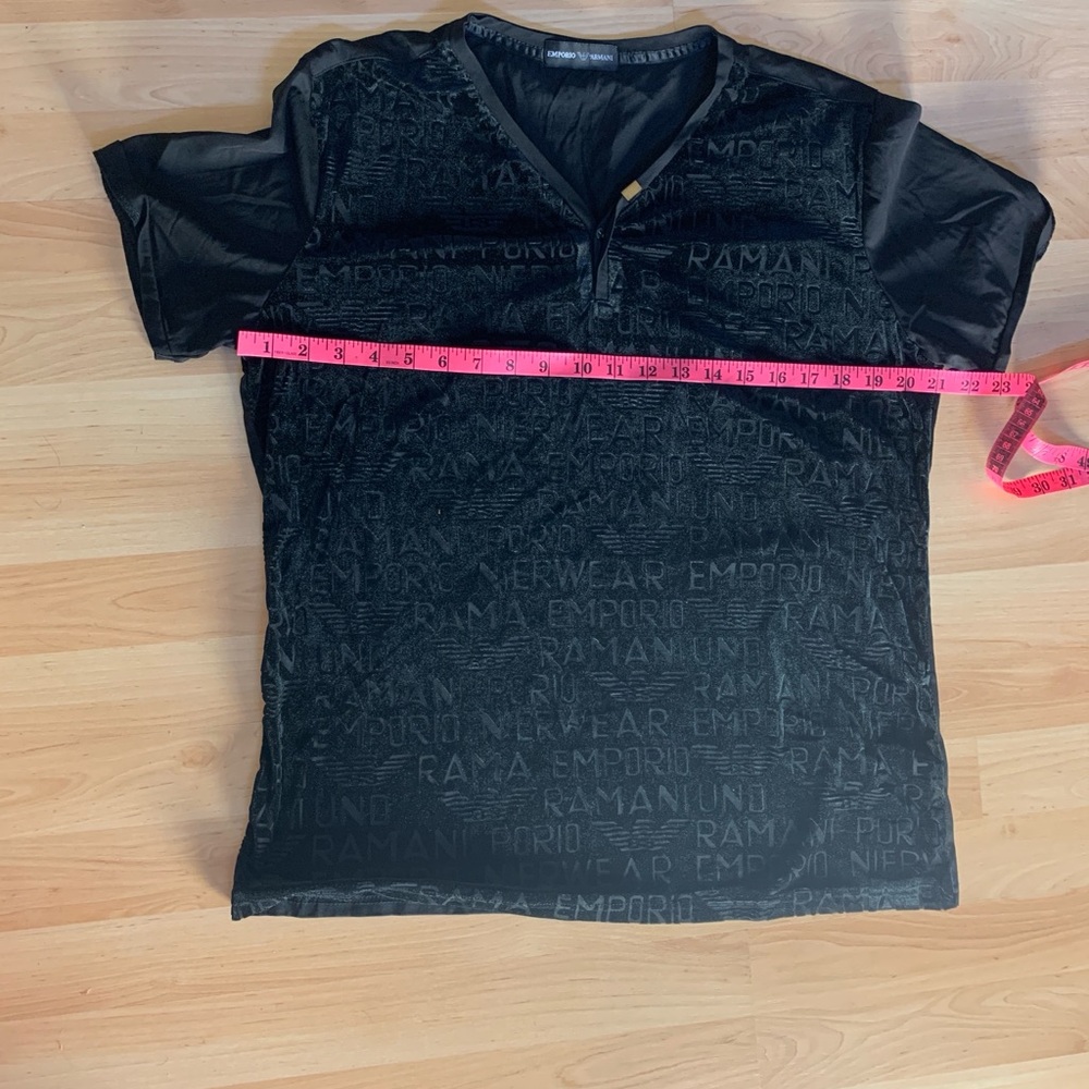 Emporio Armani women’s Black Textured Logo Shirt – Size XL